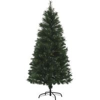 Sapin 150 cm vert avec 219 aiguilles en PVC ignifugé, base pliable et structure acier, décoration intérieure design sobre pour Noël pratique et compact