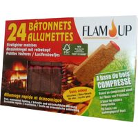 FLAM'UP 0500 ALLUME-FEU NATUREL BOIS COMPRESSE 24 BÂTONNETS SE0500
