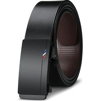 Ceinture noire pour homme, ceinture habillée en cuir véritable, ceinture de créateur, ceinture coulissante à cliquet tendance pour homme, idéale avec un jean.