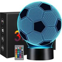 Veilleuse 3D football enfant – Lampe optique avec télécommande – 16 couleurs changeantes – Décoration chambre enfant fan de foot