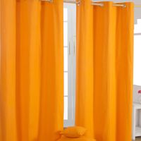 HOMESCAPES Gardinen mit Ösen unifarben orange 2er Set 100% Baumwolle, 137x117 cm
