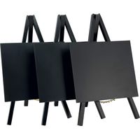 Securit-Lavagna a gesso da tavolo con treppiede, laccata, legno, nero, Mini, 24 x 15 cm, Set da 3