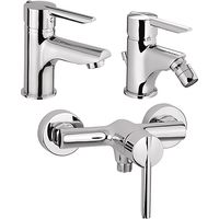 Set Rubinetti Piralla per lavabo e bidet con scarico automatico e doccia esterno serie Serena cromato