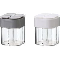 Lntyq Boite a Epices Cuisine RéCipient Épices Transparent Pot à Épices 4 en 1 Shaker à épices Bouteille à Assaisonnement Boîte à épices cuisine Condiment Pots pour Poivre, épices, 2 Pièces(Blanc et Gr