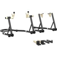 Béquille roue avant arrière charge 390 kg béquille d'atelier moto bras réglable en acier, fourche en forme de U + L noir-Noir