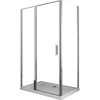 Douche de 6 mm avec paroi fixe laterale et face frontale avec porte battante (receveur non inclu) – 96,5-99 fixe x 117-120 petite mur+vantail (50+70)