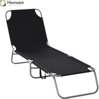 Chaise longue pliante à dossier réglable cadre en acier polyester Oxford pour camping jardin extérieur