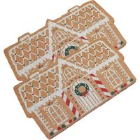 Générique 2 Pieces Gingerbread Christmas Welcome Mat, 60x40cm Ginger Bread House Welcome Door Mat, Tapis De Porte Antidérapant, Tapis De Porte Extérieur Maison En D'épice, Tapis De Noël