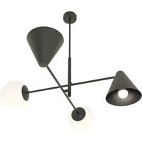 Suspension Hermes noire boules verre 4xE14 Ø70 Emibig