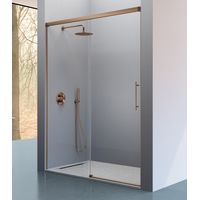 KASSANDRA URBAN Mampara Frente de Ducha Fijos + Puerta Corredera Bronce Cepillado Transparente - Medida: 129-132 cm - ref: UR1023916S200129
