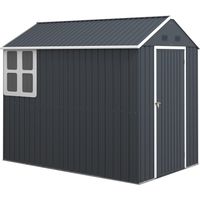 Abri de jardin en acier Outsunny 4㎡ Abri de jardin verrouillable avec fenêtre, 259 x 172 x 222 cm, pour balcon ou terrasse, gris foncé