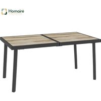 HOMAIRE Gartentisch Balkontisch 145x85 cm Esstisch 6 Personen Holzoptik Stahlgestell grau Garten Terrasse