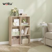 WOLTU Estantería para Libros Estantería de Exposición Estantería de Pared con MDF Estante para Oficina Gabinete para Archivos 6 Compartimentos 59.6X29X89cm