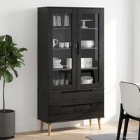vidaXL Vitrine en Verre MOLDE 90 x 35 x 175 cm Bois de pin massif Noir