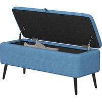 Panca Contenitore Pouf Poggiapiedi Imbottito Blu Scuro 102x40x44 cm