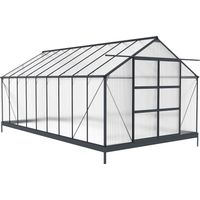 Serre de Jardin en polycarbonate de 16,9 m² avec embase - Anthracite - IXORA