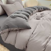 Parure de lit 3 pièces douce, gris bicolore — Housse de couette respirante et infroissable — Linge de lit pour décoration de chambre minimaliste