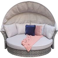 Signature Weave Lily Wicker Garden Day Bed Sun Lounger Chair Sofa Canopy Shelter Grey