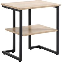 Mesa Auxiliar con Estante Mesita de Salón para Dormitorio Estudio Oficina Estilo Moderno 45x35x48 cm Natural