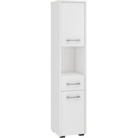 Badezimmersäule AKORD FIN Weiß 30 cm 2 Türen Schublade 5 Ebenen B30 x H140 x T30 cm