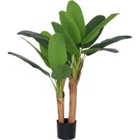 Künstliche Bananenpflanze für den Innenbereich in einem 120 cm großen Topf zur Dekoration von Wohnung, Büro, Wohnzimmer und Schlafzimmer.