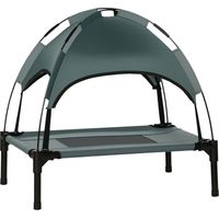 PawHut Erhöhtes Hundebett mit Sonnenschutz, Hunde-/Katzen-Campingbett auf Beinen, atmungsaktives Oxford-Gewebe, UV-beständig, Metallrahmen, inklusive Tragetasche, Outdoor-Katzenbett, 161 x 46 x 61 cm,