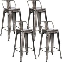 Confezione da 4 sgabelli alti impilabili in acciaio stile industriale, 41x41x85 cm, Thinia Home