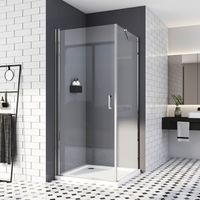 Duschkabine 80x75x195 cm Eckeinstieg Schwingtür mit Seitenwand Duschkabine Pendeltür Drehtür mit 75cm Seitenwand Duschabtrennung Pendeltür Komplett Dusche 6mm NANO EGS Glas Duschwand