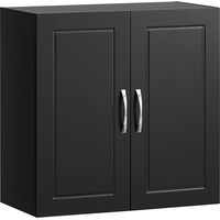 Sobuy – Meuble haut mural noir 60x30x60 cm – 2 portes magnétiques – étagère ajustable – résistant à l'humidité – FRG231SCH