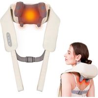6D Cervical Massager, Cordless Back and Neck Massager with Kneading Massage, 2 Heat Levels and Washable Cover, for Neck, Back, Legs, Shoulders, Gifts for Men and Women