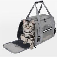 Caisse de transport pour chien, cage de transport respirante et pliable pour chien, caisse de transport pour chat avec bandoulière réglable, cage de transport pour chat avec matelas moelleux amovible