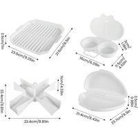 Ortviai Set de cuisson micro-ondes 4 pièces en PP : plat à bacon, cuiseur à œufs, poche-œufs et support pour pommes de terre