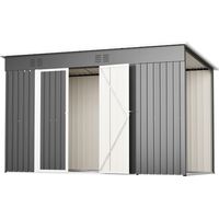 Metall-Gerätehaus - Geräteschuppen Metall - Gartenhaus Stahlblech 10x4 FT - Doppeltür & Belüftung - Wetterfest - Grau
