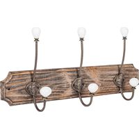 Wandgarderobe, Kleiderhaken aus Holz und Eisen, Haken für Jacken und Mäntel L50xPR10xH21 cm