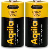Aqiila - USB-C Rechargeable Battery - Size CR123A - 750 mAh - 2-pack
