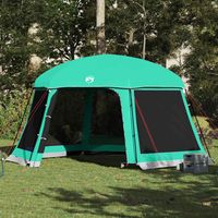 Tente piscine toit amovible parois maille-Abri de piscine vert d'eau 512x458 cm