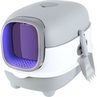 Toilette chiusa per gatti,Lettiera per gatti,Pala,Haloyo®,Toilette per Gatti Inodore con Cappuccio,Sterilizzazione e Deodorizzazione Ultravioletta,40 x 39 x 56cm,grigio