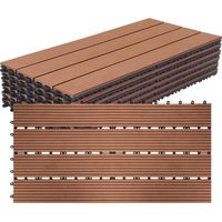 Jiubiaz 24 piastrelle per pavimentazione in composito WPC soluzione modulare per giardino e balcone installazione rapida senza fissaggio marrone 30x60 cm