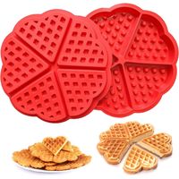 2 Pièces Moule à Gaufres Silicone, 5 Cavités Moules à Gaufres en Forme de Coeur, Moules à Gaufre en Silicone en Forme de Cœur, pour Chocolat, Biscuit, Bagels, Gâteaux,Parent,-