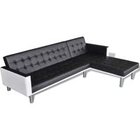Canapé-lit d'angle Canapé convertible Canapé de salon Cuir synthétique Noir