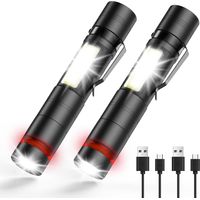 Mini-LED-Taschenlampe, 2-teilig, Stahlclip und COB, kleine wiederaufladbare USB-Taschenlampen, tragbar und IPX5 wasserdicht für Camping, Wandern