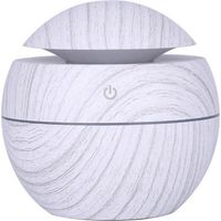 Humidificateur à grain de bois USB 7 couleurs LED interchangeables diffuseur d'arôme d'huile essentielle 1 pièces (blanc)