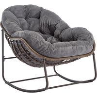 CAIziFauteuil à bascule d’extérieur en rotin, siège rembourré avec dossier pour porche avant, salon, patio, jardin