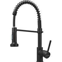 Stanew – Robinet cuisine mitigeur à douchette pivotante 360° – 2 modes de pulvérisation – Laiton et acier inoxydable – Surface noire mate antitache