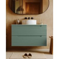 Exagonshop Mobile bagno muschio 100x45 Mango lavabo tondo da