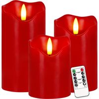 Lot de 3 bougies sans flamme orange à DEL vacillantes avec télécommande et minuteur, bougies piliers électriques à intensité variable en cire véritable à piles pour décoration d'automne