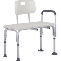 Duschhocker mit verstellbarer Rückenlehne, großer rutschfester Sitzfläche, Tragkraft 136 kg, ergonomischem Design, weiß (74x53x80-92 cm)