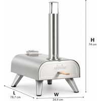 BIGHORN Four à pizza extérieur 12 pouces gaz et granulés, acier inoxydable, 4 kW, avec pierre en cordiérite et housse de protection