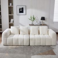Canapé modulare in tessuto beige 260x94,5x80 cm, senza montaggio, assise profonda