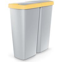 Dual compartment waste bin 50l greyyellow